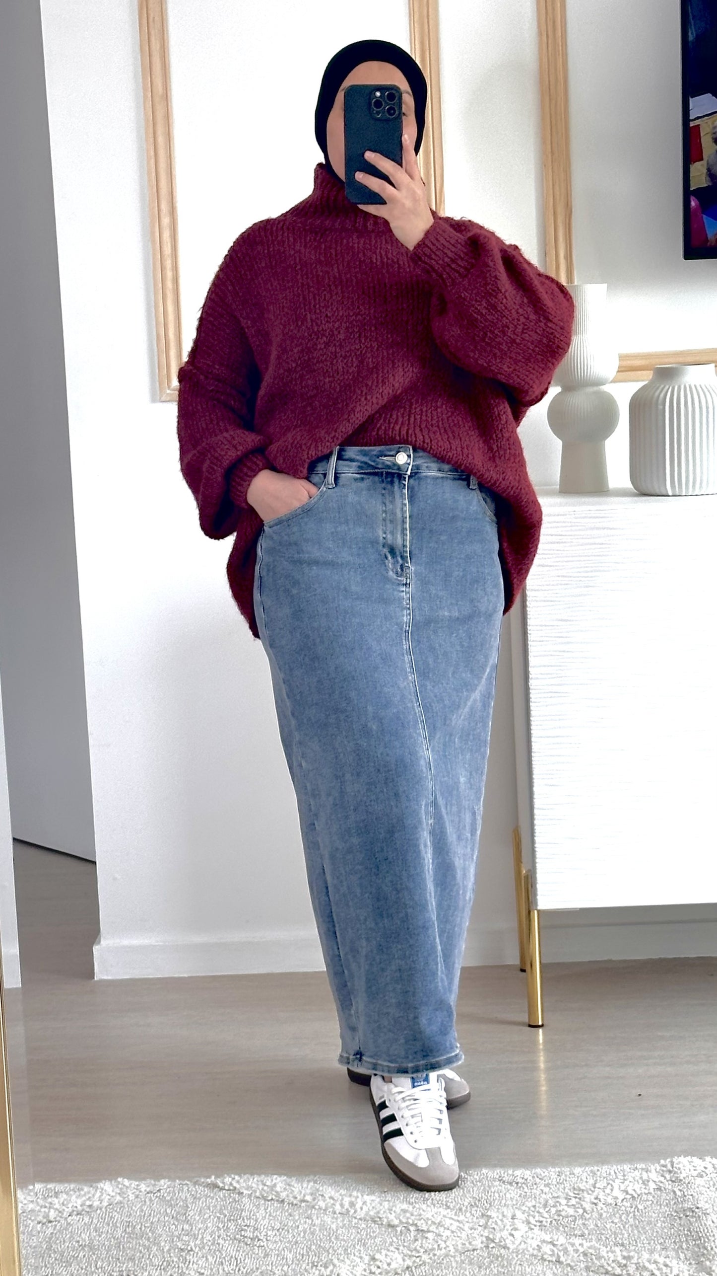 Pull oversize en maille I Bordeaux