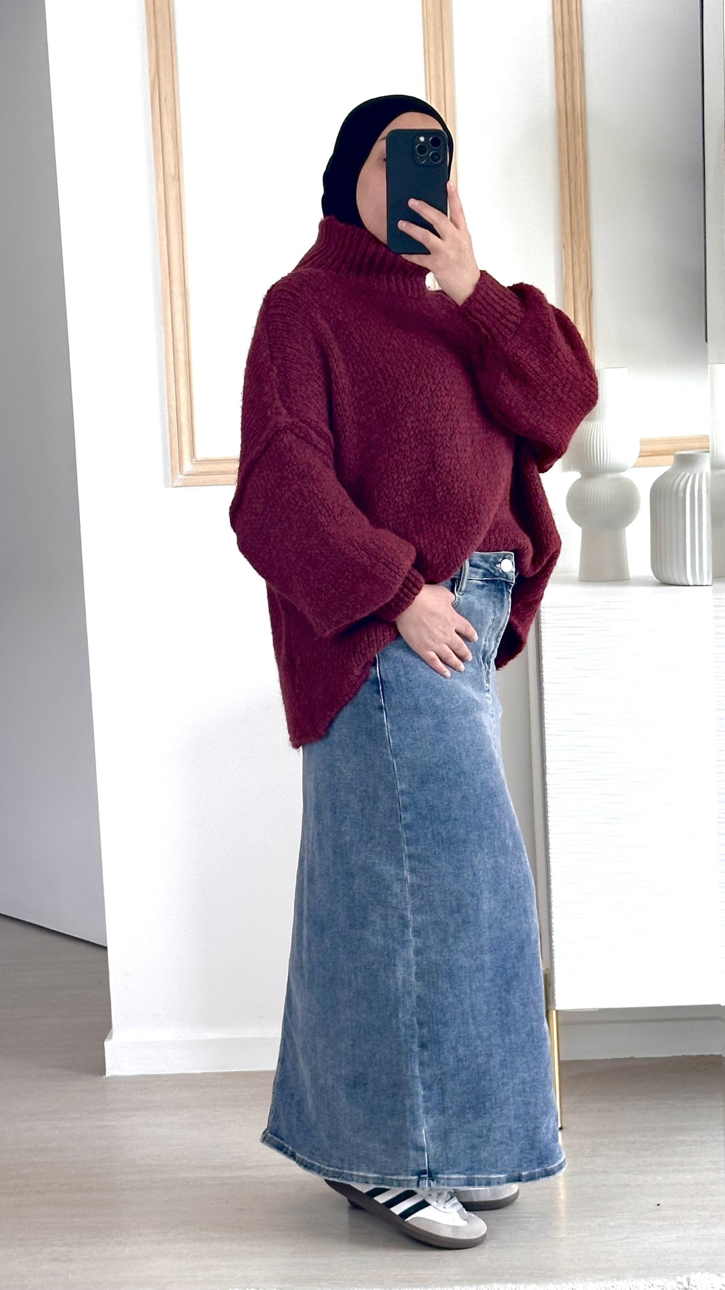 Pull oversize en maille I Bordeaux