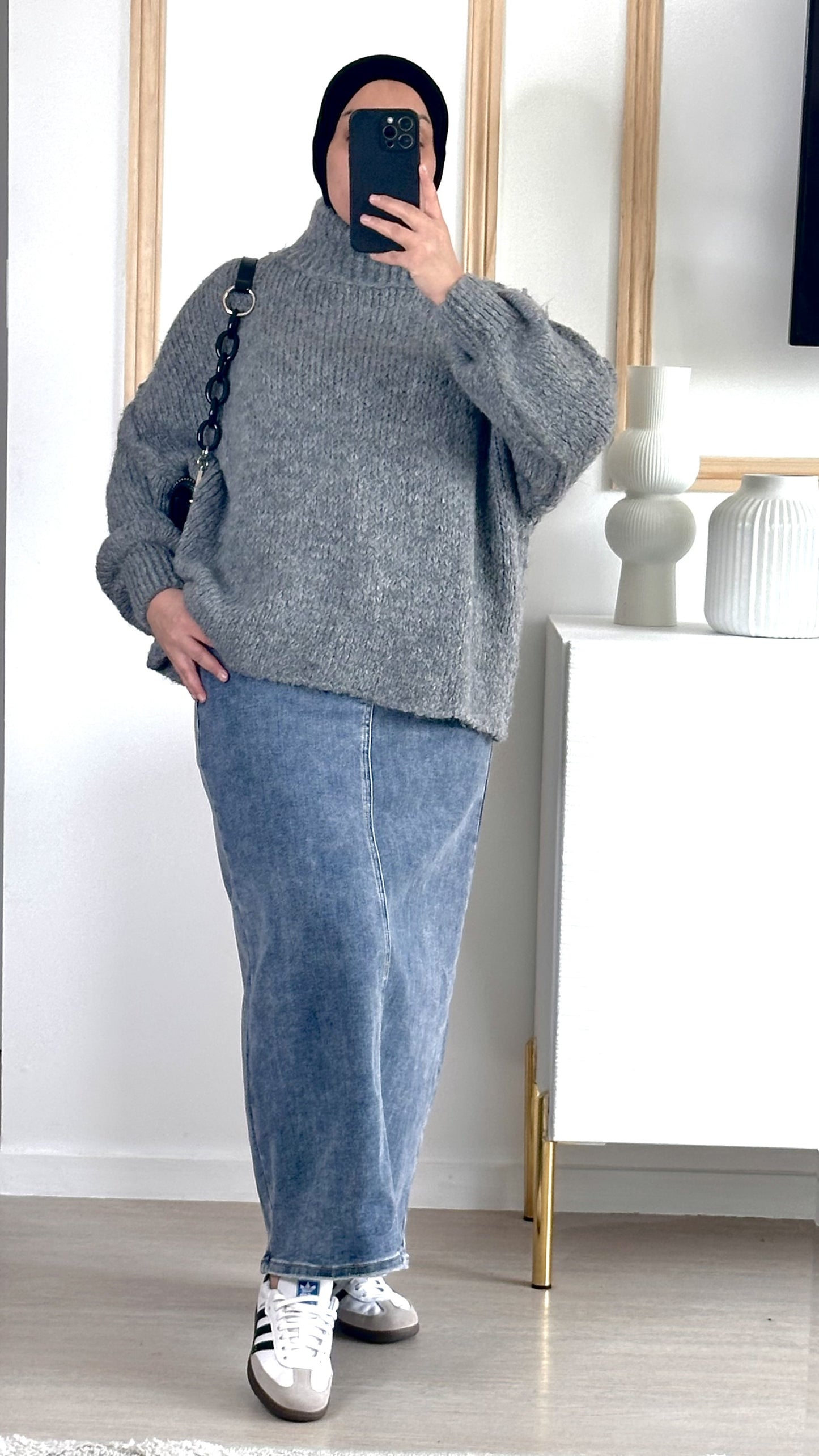 Pull oversize en maille I Gris