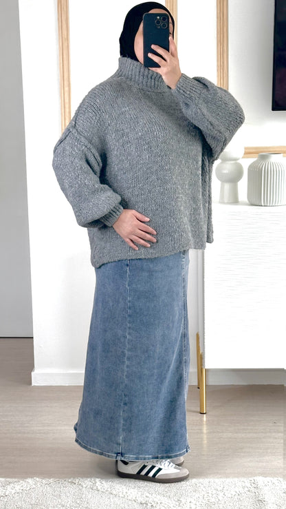 Pull oversize en maille I Gris