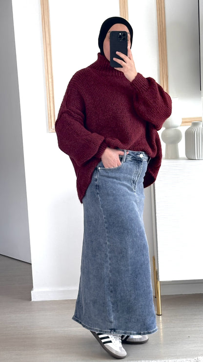 Pull oversize en maille I Bordeaux